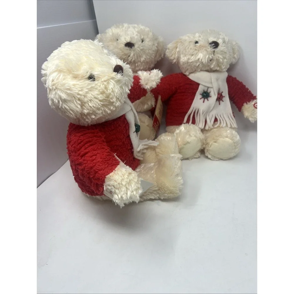 Lot of 3 Hallmark Jingle Bear Christmas Plush 2 Tagged Sound Not Working-1 Sound